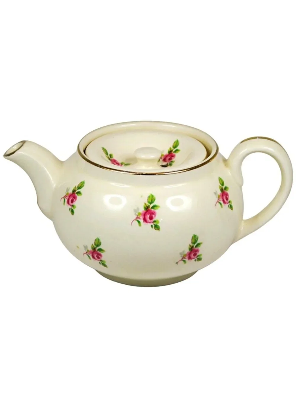 Sampson Bridgwood 14oz Floral Teapot c1950s Roses #42 Mold Made in England